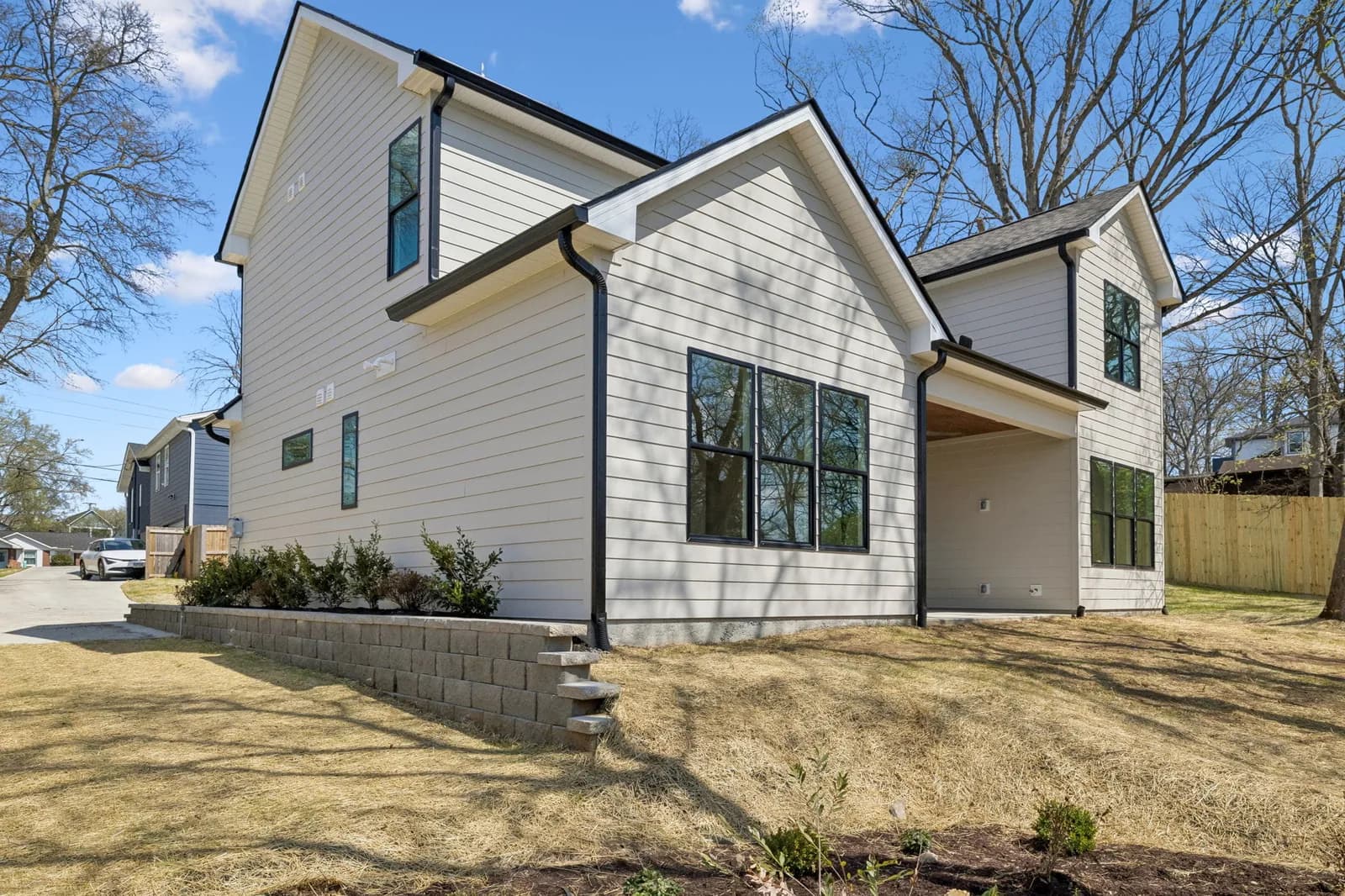 621B Westboro Dr from the side street, showing the two-story gabled massing on its corner lot