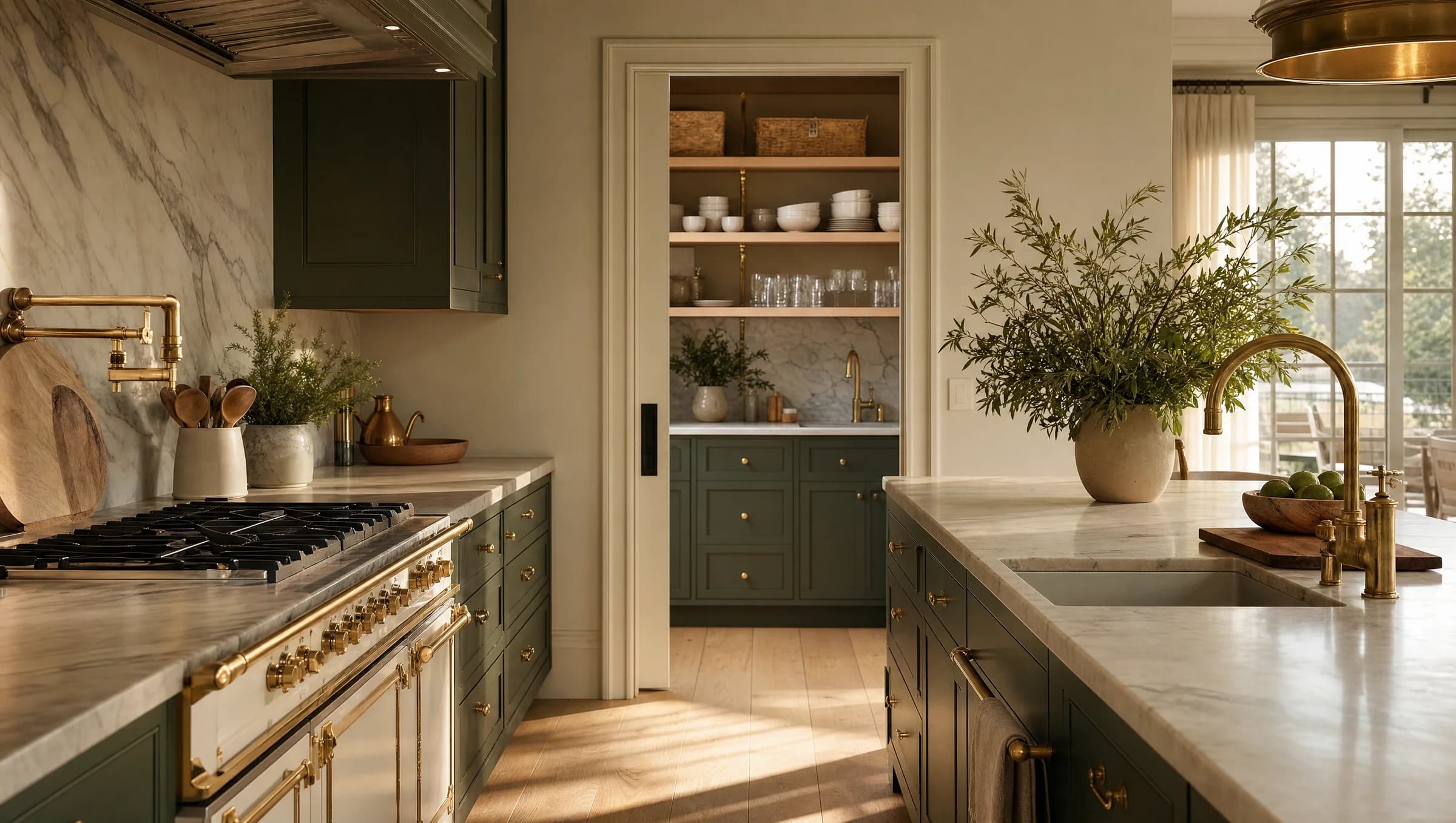 Concept interior — the kitchen and scullery of a Native-designed custom home